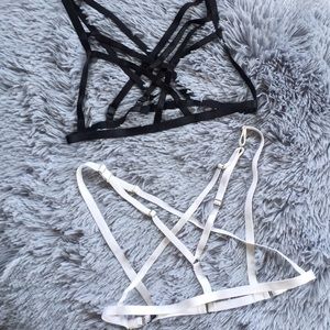 Lot of 2 cage chest harness body goth bralette